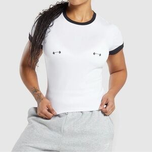 Gymshark Cream T-Shirt with Black Accents